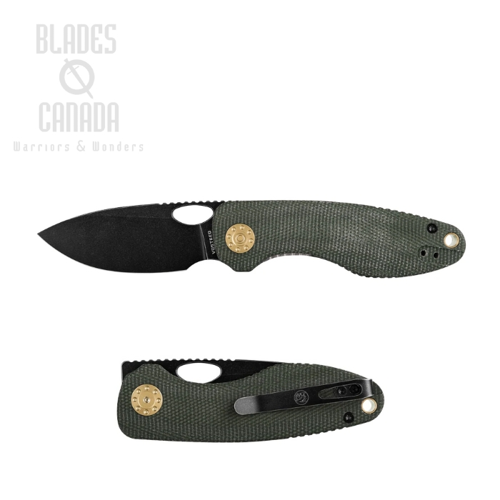 Vosteed Acorn Folding Knife, 14C28N Black SW, Micarta Green, A3303