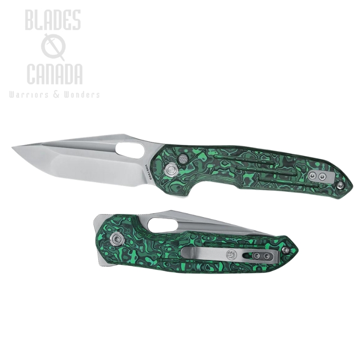 Vosteed Thunderbird Trek Lock Folding Knife, M390 Satin, Carbon Fiber Green Cloud, A0311