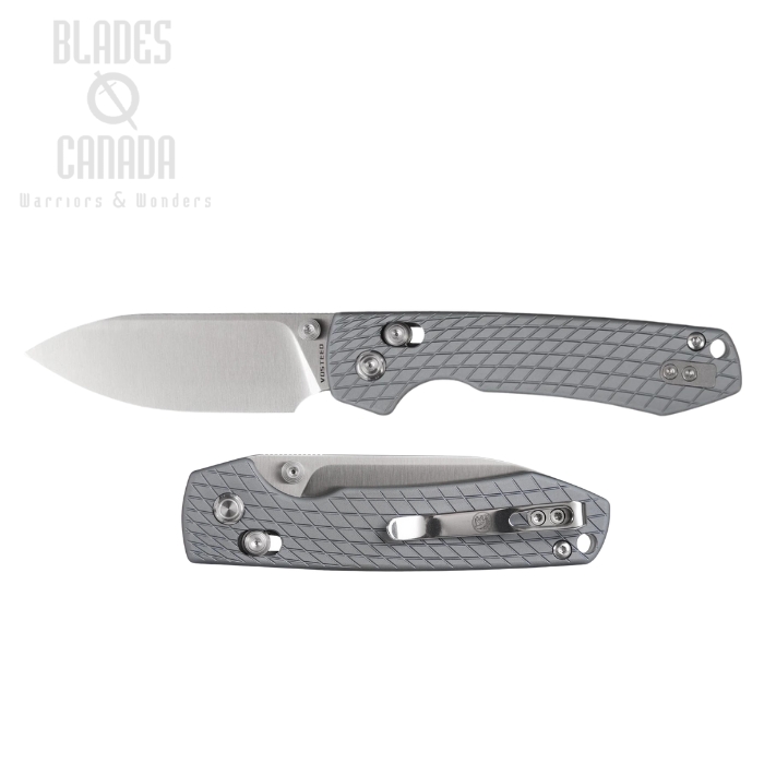 Vosteed Raccoon Crossbarlock Folding Knife, Nitro-V Satin, Aluminum Gray, A0537