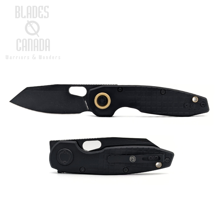 Vosteed Ankylo Vanchor Lock Flipper Folding Knife, Elmax Black SW, Aluminum Black, A1909