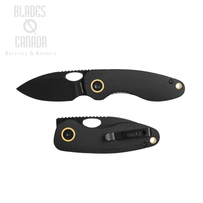 Vosteed Mini Acorn Folding Knife, 14C28N Black, G10 Black, A3401