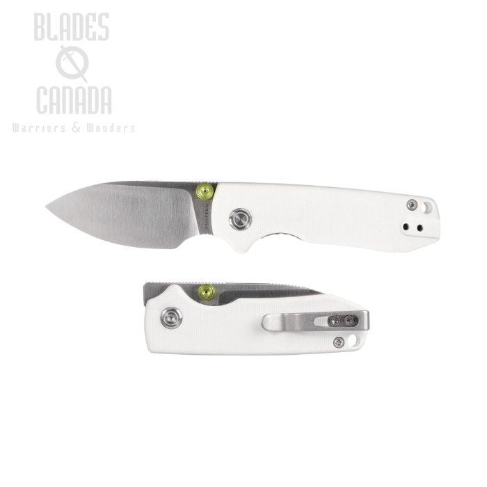 Vosteed Raccoon Cub Flipper Folding Knife, 14C28N Satin, G10 White, A3603