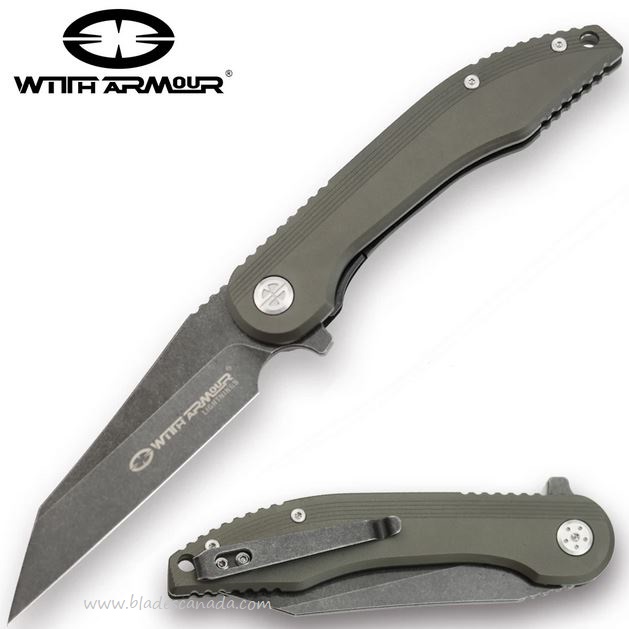 WithArmour Gasper Flipper Folding Knife, D2 Steel SW, Aluminum Green, WAR083BK - Click Image to Close