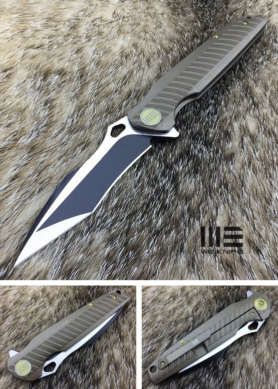 WE Knife 612I Flipper Framelock Knife, S35VN Recurve Tanto, Titanium Bronze, 612I