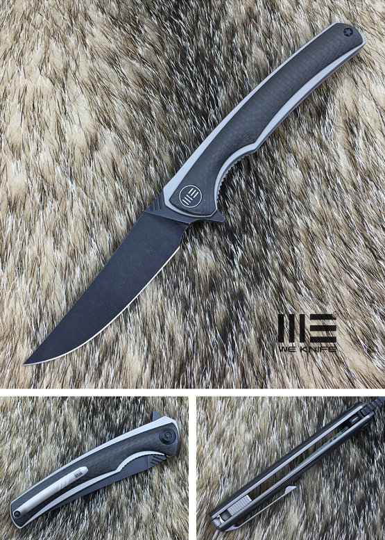 WE Knife 704CFJ Flipper Folding Knife, M390, Titanium Grey/Carbon Fiber, 704CFJ