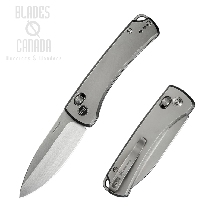 WE Knife Nightblade Crossbar Lock Folding Knife, CPM 20CV Satin, Titanium Bead Blast, WE22046-2