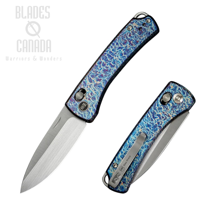 WE Knife Nightblade Crossbar Lock Folding Knife, CPM 20CV Satin, Titanium Flamed, WE22046-4