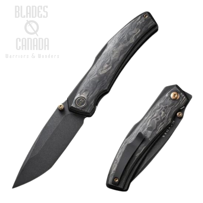 WE Knife Swordfin Flipper Folding Knife, CPM 20CV Black, Carbon Fiber, 23067-2