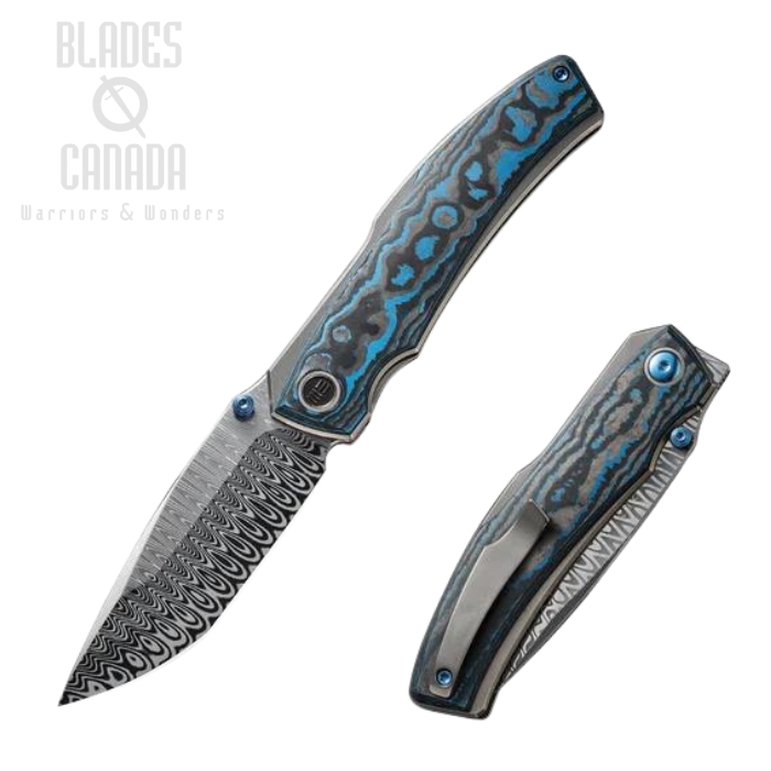 WE Knife Swordfin Flipper Folding Knife, Damasteel, Carbon Fiber, 23067-DS1