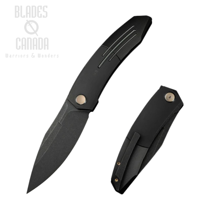 WE Knife Sine Wave Folding Knife, M390 Black SW, Titanium Black, WE23069B-1