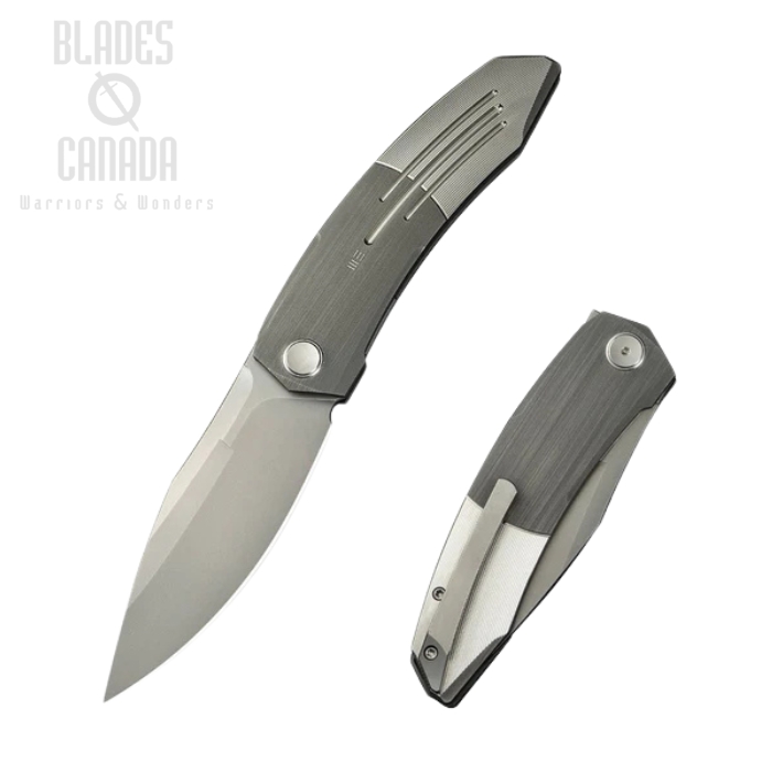 WE Knife Sine Wave Flipper Folding Knife, M390 SW, Titanium Hand Rubbed/Satin, WE23069B-2