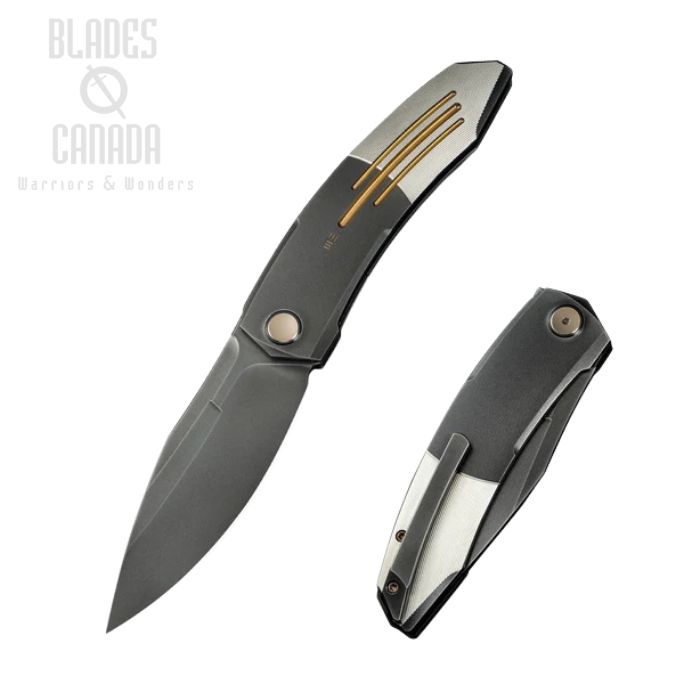 WE Knife Sine Wave Flipper Folding Knife, M390 Gray, Titanium Gray/Satin, WE23069B-3