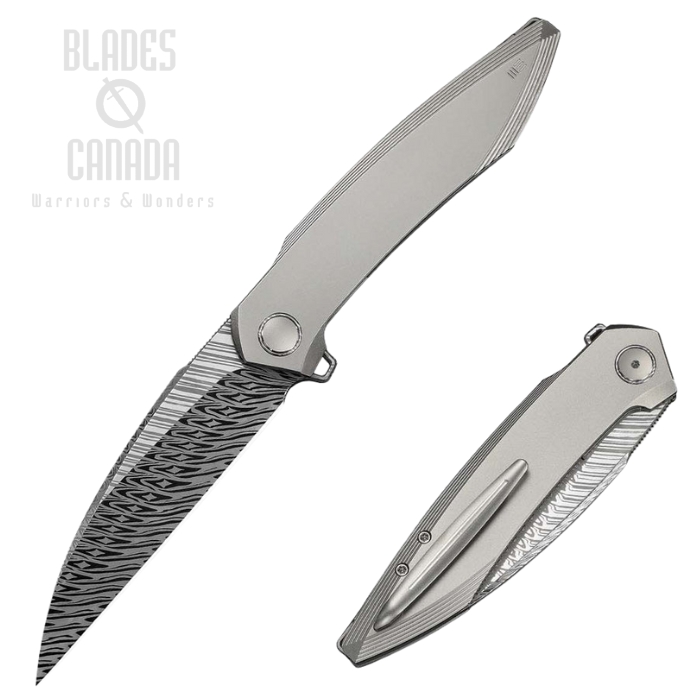 We Knife Fluxor Flipper Folding Knife, Damasteel, Titanium Bead Blasted, WE23071-DS1 (image for) We Knife Fluxor Flipper Folding Knife, Damasteel, Titanium Bead Blasted, WE23071-DS1