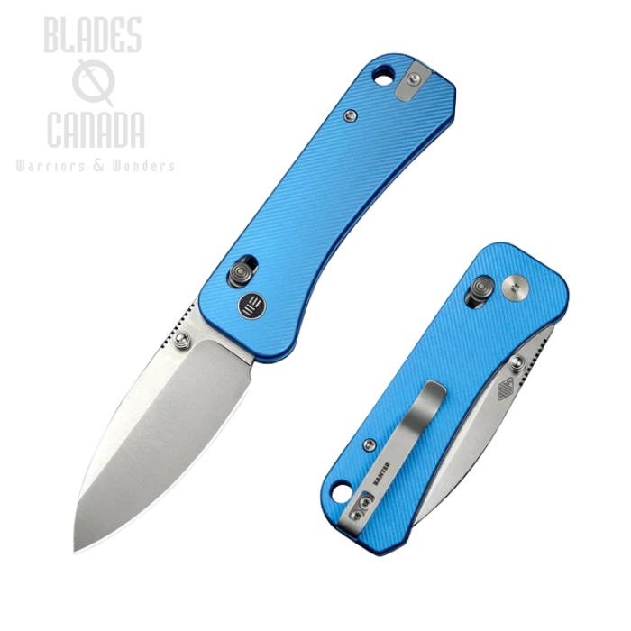 WE Knife Banter 2 Crossbar Lock Folding Knife, CPM S35VN Satin, Aluminum Blue, WE23075-1