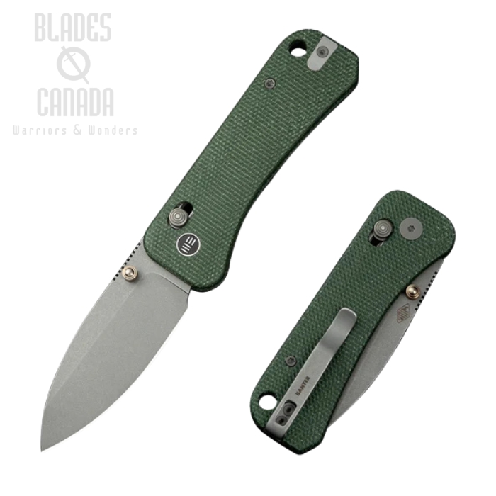 WE Knife Banter 2 Crossbar Lock Folding Knife, CPM S35VN Gray SW, Micarta Green, WE23075-3