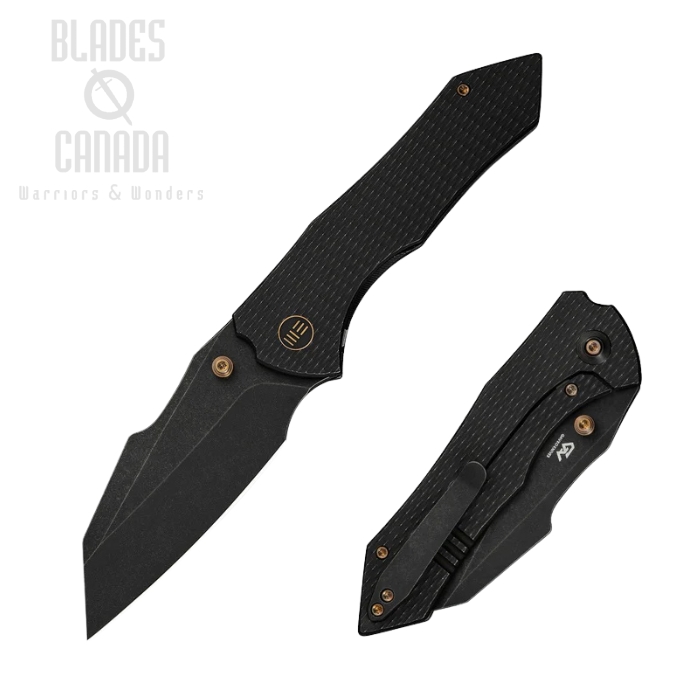 WE Knife High-Fin XL Folding Knife, CPM 20CV Black, Titanium Black Diamond Pattern, WE24010-1