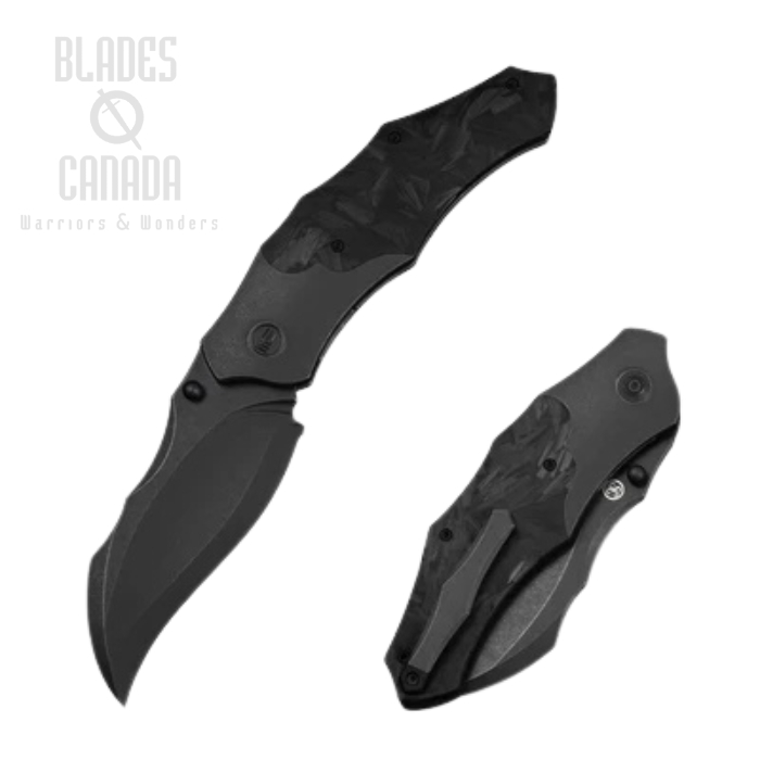 WE Knife Orc Boss Folding Knife, CPM 20CV Black Stonewash, Titanium Black/CF, WE24042-1 (image for) WE Knife Orc Boss Folding Knife, CPM 20CV Black Stonewash, Titanium Black/CF, WE24042-1