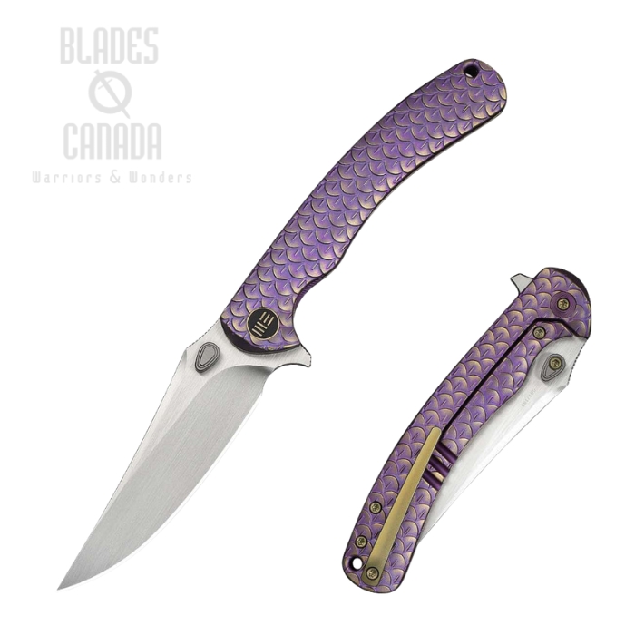WE Knife Dracarys Flipper Framelock Knife, Limited Edition, M390 Satin, Titanium Purple/Gold, WE25061B-2 (image for) WE Knife Dracarys Flipper Framelock Knife, Limited Edition, M390 Satin, Titanium Purple/Gold, WE25061B-2