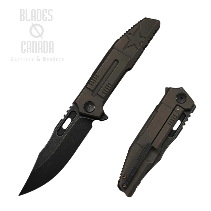 WE Knife Barracks Flipper Framelock Knife, Limited Edition, M390 Black SW, Titanium Bronze, WE25078-2 (image for) WE Knife Barracks Flipper Framelock Knife, Limited Edition, M390 Black SW, Titanium Bronze, WE25078-2