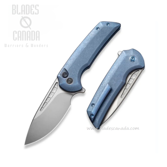 WE Knife Ferrum Forge Mini Malice Flipper Folding Knife, CPM 20CV, Titanium Blue, WE054BL-3 (image for) WE Knife Ferrum Forge Mini Malice Flipper Folding Knife, CPM 20CV, Titanium Blue, WE054BL-3