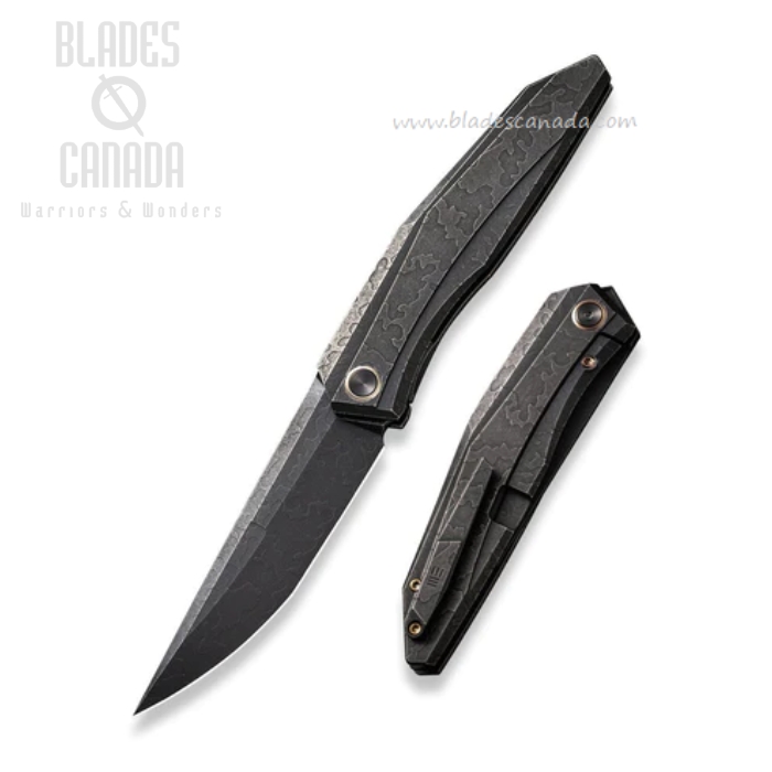 WE Knife Cybernetic Flipper Framelock Knife, Limited Edition, CPM 20CV Black, Titanium w/Etching Pattern, 22033-4 (image for) WE Knife Cybernetic Flipper Framelock Knife, Limited Edition, CPM 20CV Black, Titanium w/Etching Pattern, 22033-4