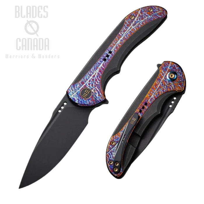 WE Knife Equivik Flipper Framelock Knife, CPM 20CV Black, Titanium Black/Flame, WE23020-2 (image for) WE Knife Equivik Flipper Framelock Knife, CPM 20CV Black, Titanium Black/Flame, WE23020-2