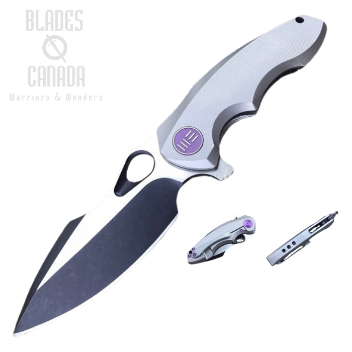 WE Knife 605E Flipper Framelock Knife, S35VN Blackwash, Titanium Grey, WE605E (image for) WE Knife 605E Flipper Framelock Knife, S35VN Blackwash, Titanium Grey, WE605E