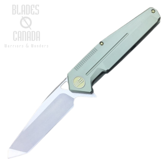 WE Knife 610F Flipper Framelock Knife, S35VN Tanto Satin, Titanium Green, 610F (image for) WE Knife 610F Flipper Framelock Knife, S35VN Tanto Satin, Titanium Green, 610F