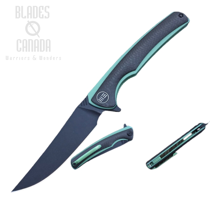 WE Knife Flipper Folding Knife, M390, Titanium Green/Carbon Fiber, WE704CFH (image for) WE Knife Flipper Folding Knife, M390, Titanium Green/Carbon Fiber, WE704CFH