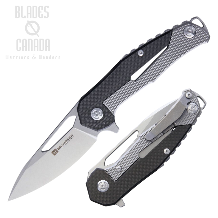 Willumsen Copenhagen Chibs Flipper Framelock Knife, D2 SW, Titanium/Carbon Fiber, WLM002