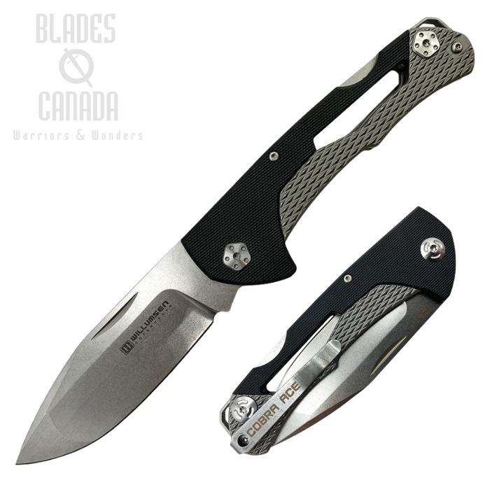 Willumsen Copenhagen Cobra Ace Folding Knife, S35VN SW, G10 Black/Stainless, WLM003B