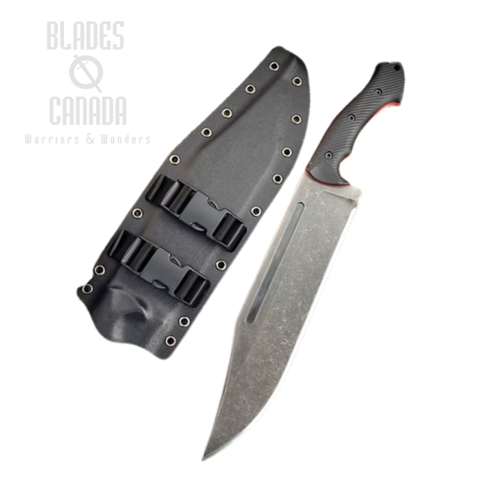Work Tuff Gear Blackout Apocalypto Fixed Blade Knife, K329 Dark Washed, G10 Black w/Red Liner, Kydex Sheath (image for) Work Tuff Gear Blackout Apocalypto Fixed Blade Knife, K329 Dark Washed, G10 Black w/Red Liner, Kydex Sheath