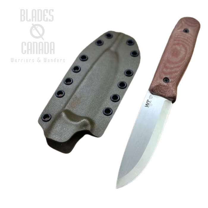 Work Tuff Gear Forester Gen 3 Fixed Blade Knife, K329 Two-Tone Scandi, Micarta Canvas, OD Green Kydex Sheath (image for) Work Tuff Gear Forester Gen 3 Fixed Blade Knife, K329 Two-Tone Scandi, Micarta Canvas, OD Green Kydex Sheath