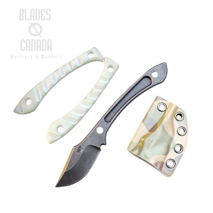 Work Tuff Gear Lightfoot Fixed Blade Knife, K329 Dark Washed, G10 Jade, Camo Kydex Sheath (image for) Work Tuff Gear Lightfoot Fixed Blade Knife, K329 Dark Washed, G10 Jade, Camo Kydex Sheath