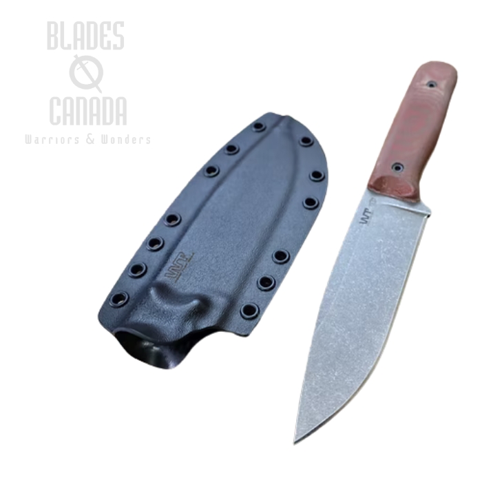 Work Tuff Gear Voyageur Gen 2 Fixed Blade Knife, K329 Dark Washed, Micarta Canvas, OD Green Kydex Sheath (image for) Work Tuff Gear Voyageur Gen 2 Fixed Blade Knife, K329 Dark Washed, Micarta Canvas, OD Green Kydex Sheath