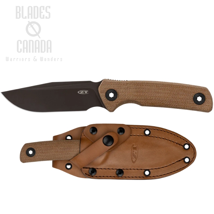 Zero Tolerance 0004 Fixed Blade Knife, CPM Cru-Wear Cerakote, Micarta Natural, ZT-0004