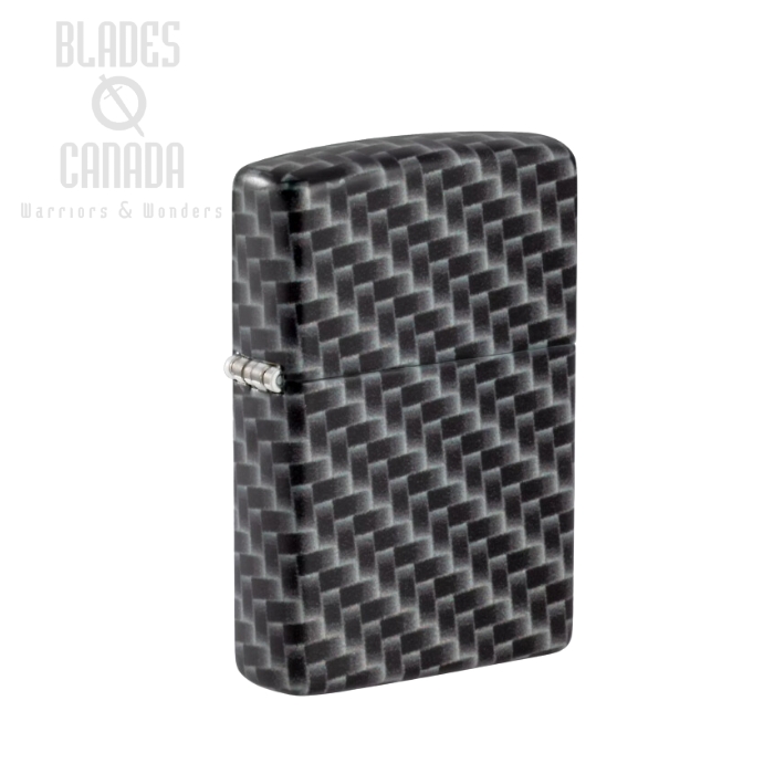 Zippo White & Black Matte Lighter, Carbon Fiber, 49356