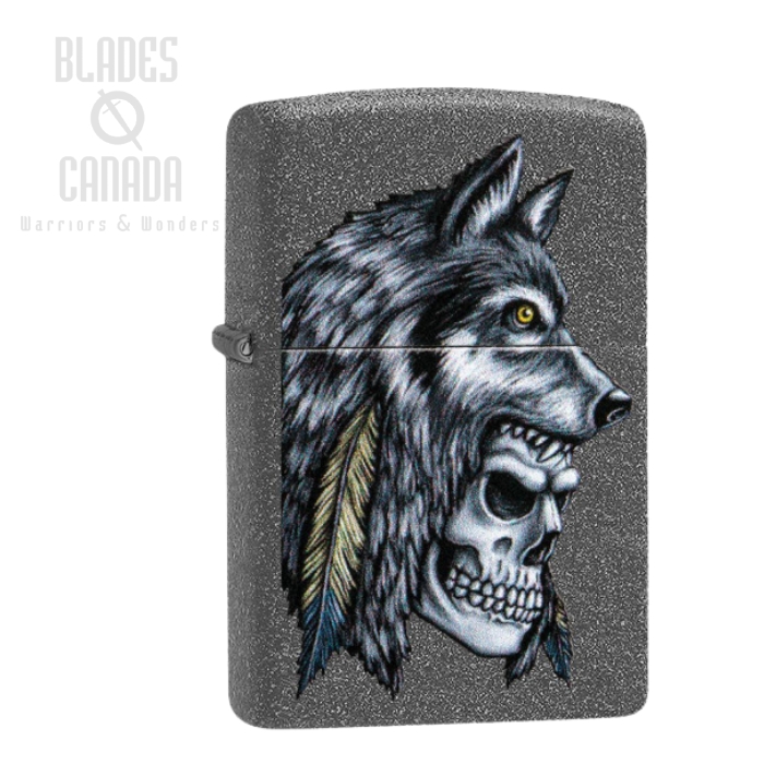 Zippo Wolf Skull Feather Design Lighter, 29863