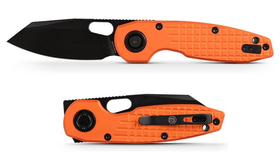 Vosteed Ankylo Vanchor Lock Flipper Folding Knife, Elmax Black SW, Aluminum Orange, A1911