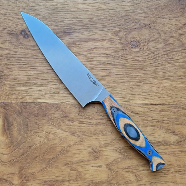 Bradford Fixed Blade Chef Knife, AEB-L SW, Blue G-Wood, 8-Chef-AEB-L