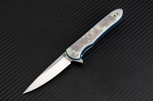 Artisan Cutlery Shark Flipper Folding Knife, D2, G10 Camo, 1707PSCGF