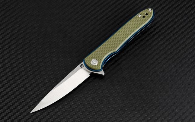 Artisan Cutlery Mini Shark Flipper Folding Knife, D2 Flat, G10 Camo, 1707PS-GNF