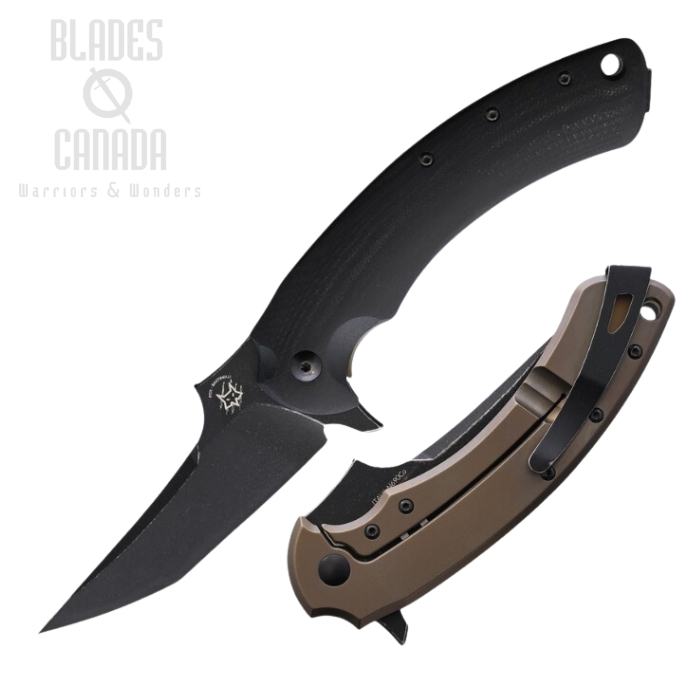 Fox Bastinelli Geco Flipper Framelock Knife, N690, G10 Black/Brown, FX-537 BR