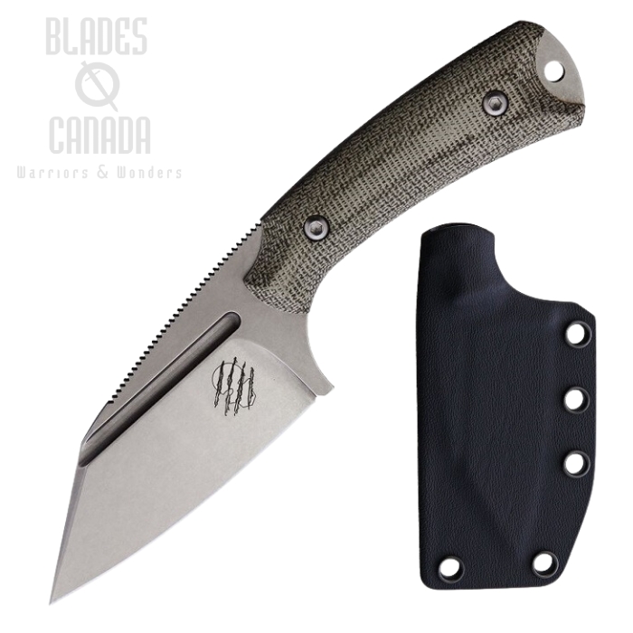 Akeron La Sanction by Bastinelli Fixed Blade Knife, N690, Micarta, Kydex Sheath, AKN002G