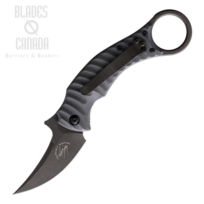 Bastinelli Creations Mako Karambit Folding Knife, N690 Plain Edge, G10 Grey, BC-06