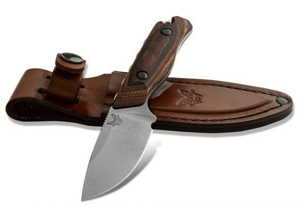 Benchmade Hunt Hidden Canyon Fixed Blade Knife, S30V, Wood, Leather Sheath, 15017 - Click Image to Close