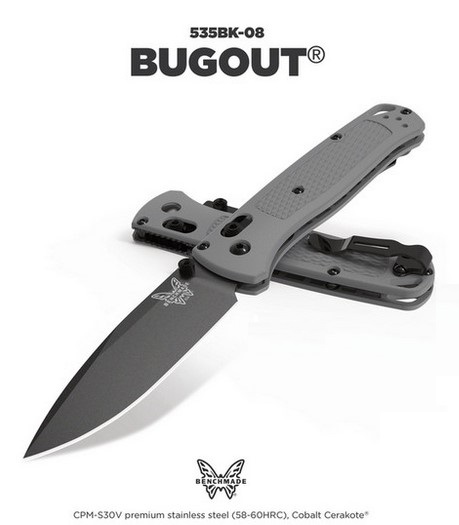 Benchmade Bugout Folding Knife, CPM-S30V Steel, 535BK-08
