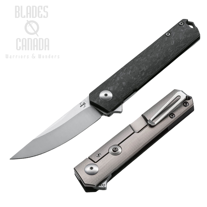 Boker Plus Kwaiken Compact Framelock Flipper Knife, D2, Carbon Fiber/Ti, 01BO231