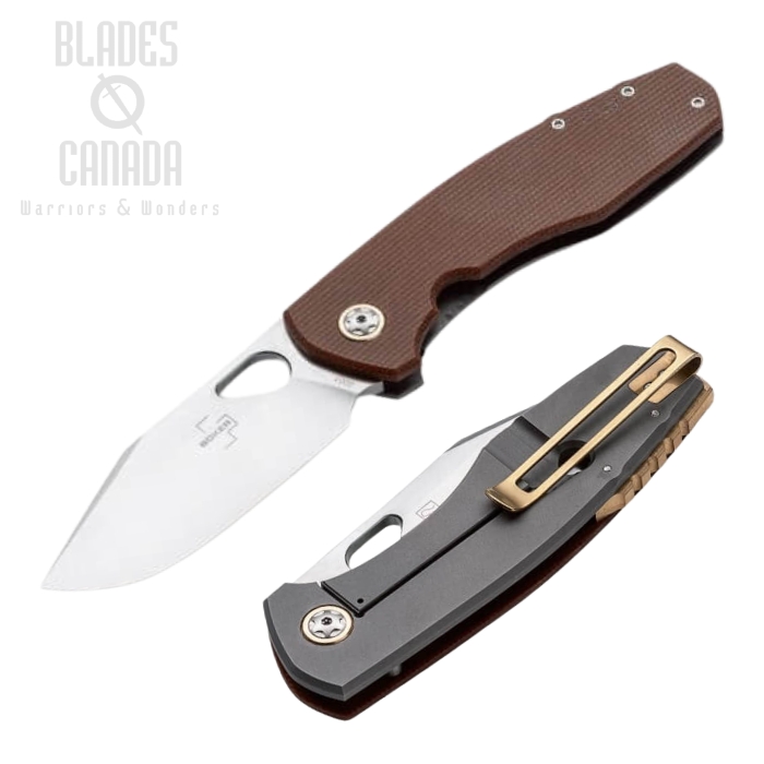 Boker Plus F3.5 Framelock Folding Knife, D2 Steel, Micarta Handle, 01BO338