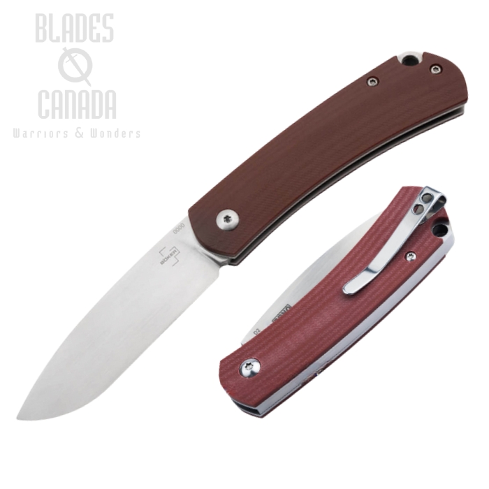 Boker Plus Boston Slipjoint Folding Knife, D2, G10 Red, 01BO618